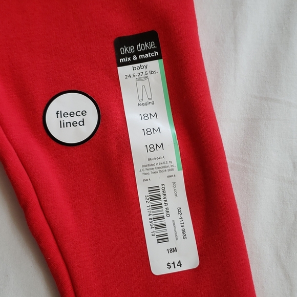 Toddler girls red fleece pants a zip up hoodie. - Picture 2 of 5